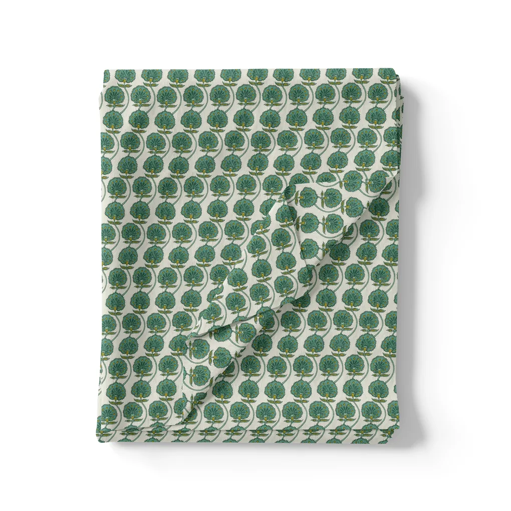 Decorative Palmate Divergent Green Pista Leaves Digital Printed Fabric - Pure Cotton - Image 3