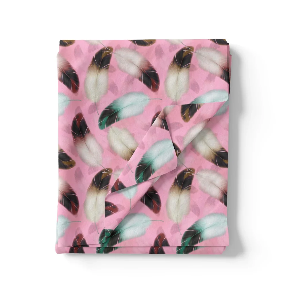 Decorative Pink Feather  Digital Printed Fabric - Image 3