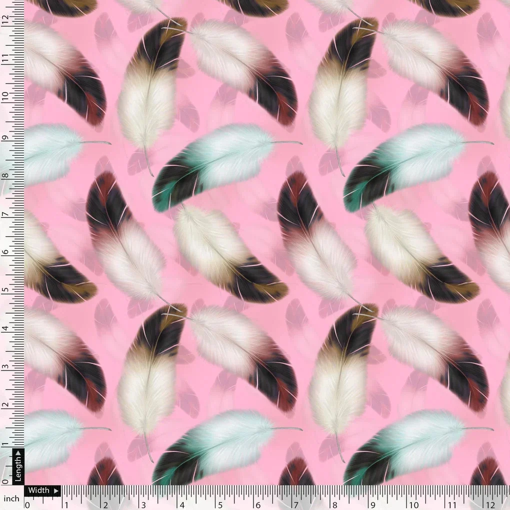 Decorative Pink Feather  Digital Printed Fabric - Image 5