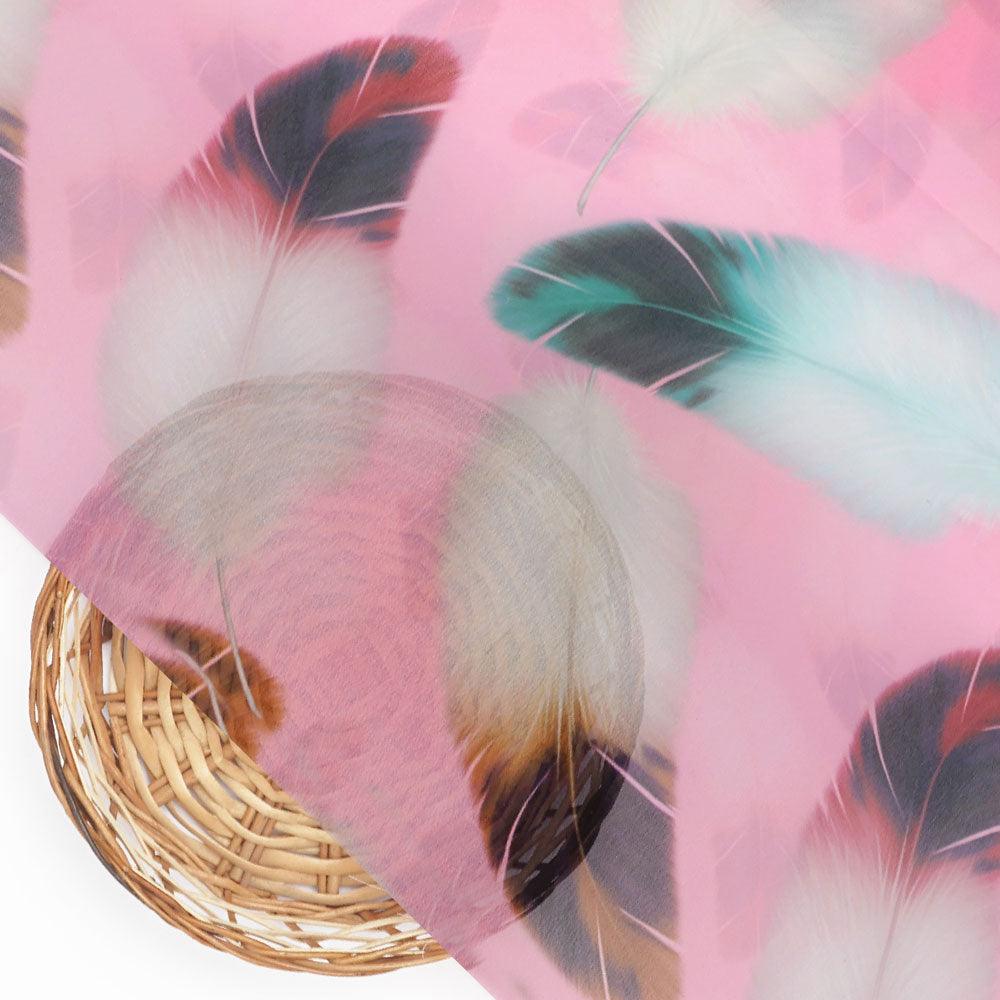 Decorative Pink Feather  Digital Printed Fabric - Weightless - Image 2