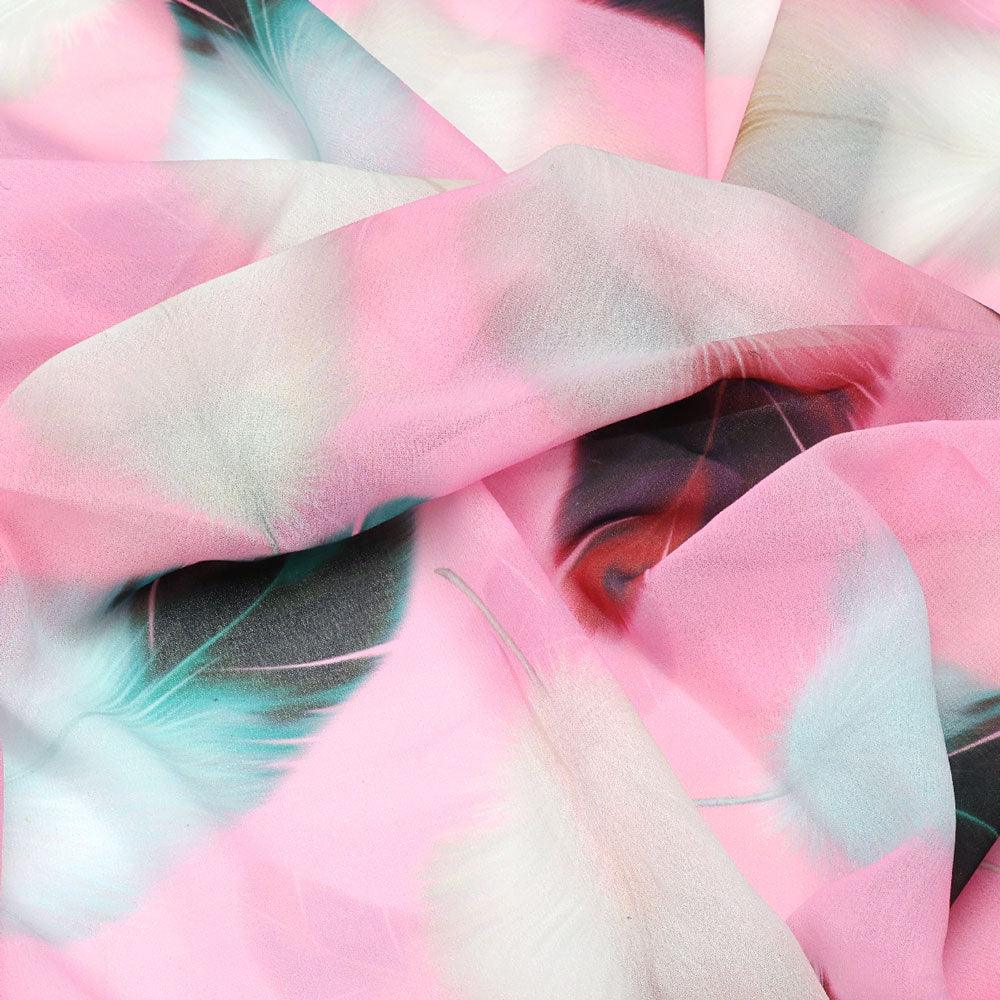 Decorative Pink Feather  Digital Printed Fabric - Weightless - Image 3