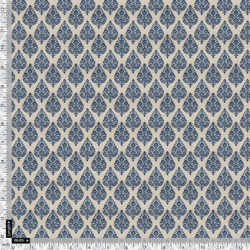 Decorative Repeat Leaves Digital Printed Fabric - Pure Cotton - Image 5