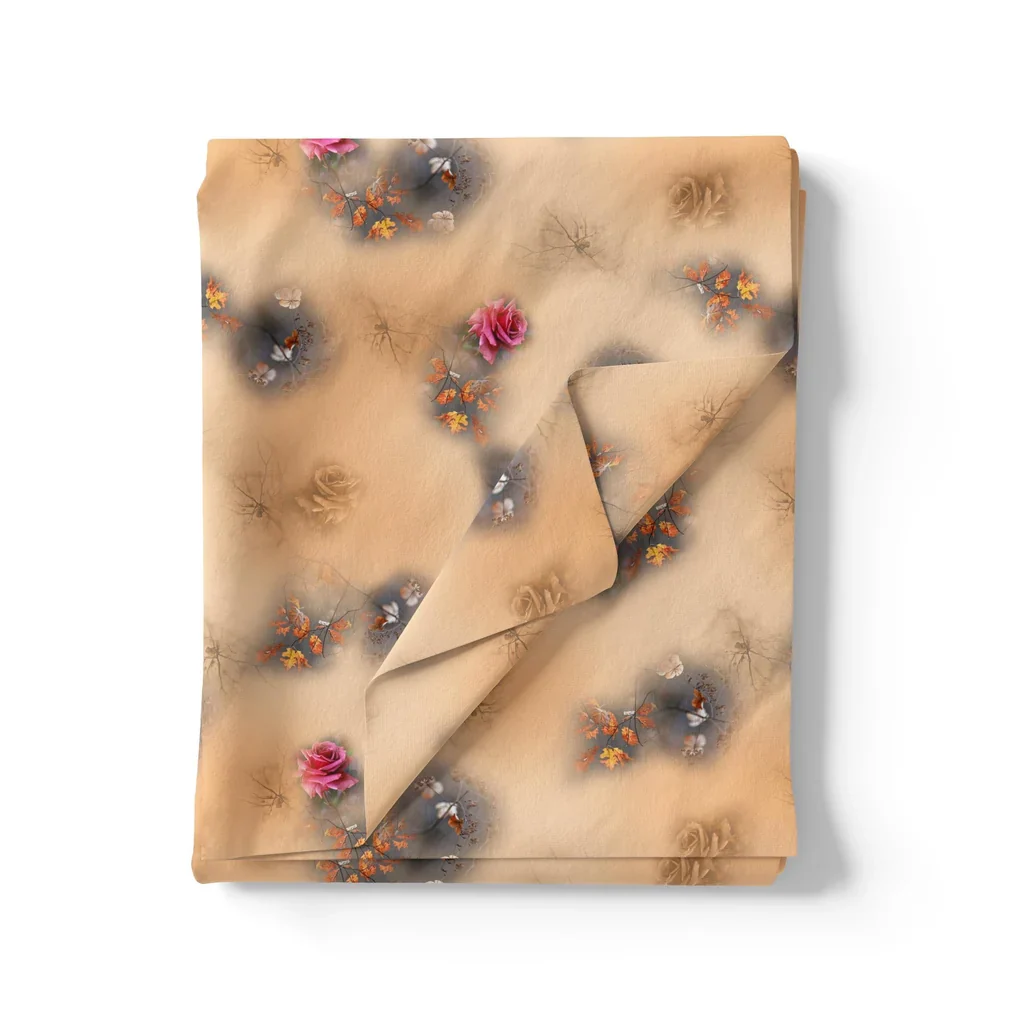 Decorative Roses With Autumn Buds Art Digital Printed Fabric - Image 3