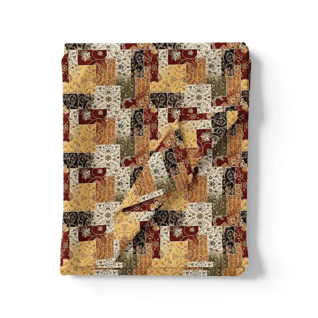 Decorative Square Puzzle In Flower Pure Georgette Printed Fabric - Image 3