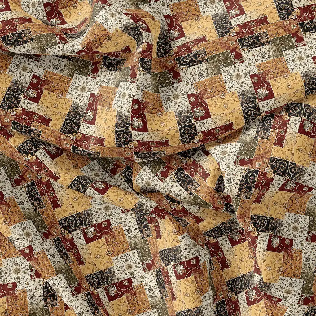 Decorative Square Puzzle In Flower Pure Georgette Printed Fabric - Image 4