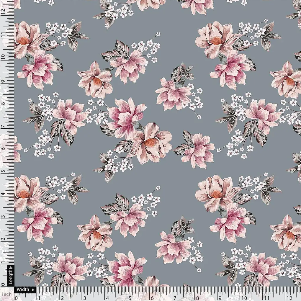 Decorative Tiny Chintz With Lily Digital Printed Fabric - Japan Satin - Image 4