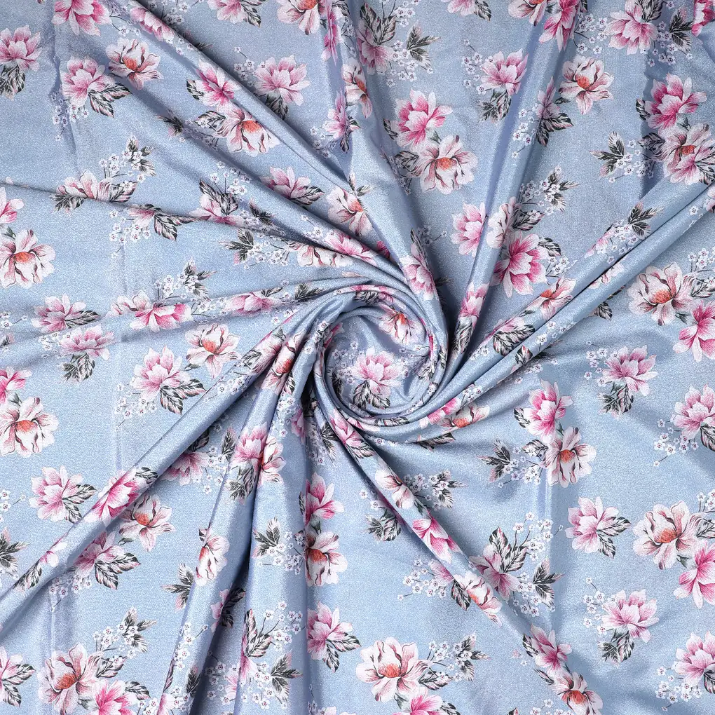 Decorative Tiny Chintz With Lily Digital Printed Fabric - Silk Crepe - Image 2