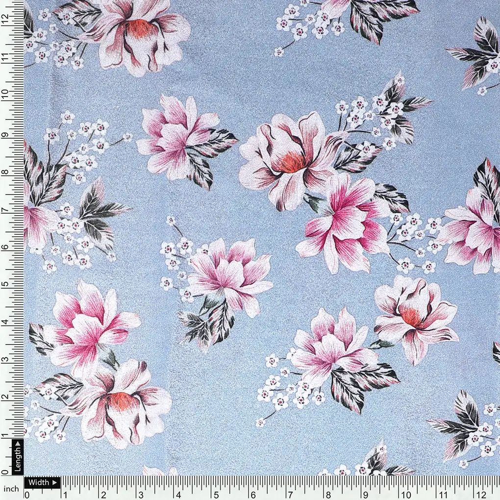 Decorative Tiny Chintz With Lily Digital Printed Fabric - Silk Crepe - Image 4