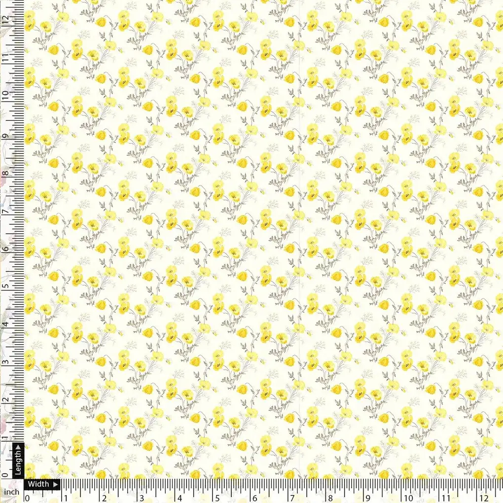 Decorative Tiny Chintz With Violet Flower Digital Printed Fabric - Image 4