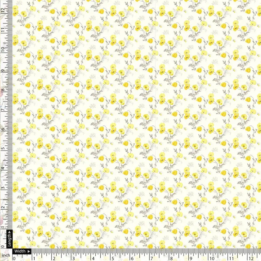 Decorative Tiny Chintz With Violet Flower Digital Printed Fabric - Pure Muslin - Image 4