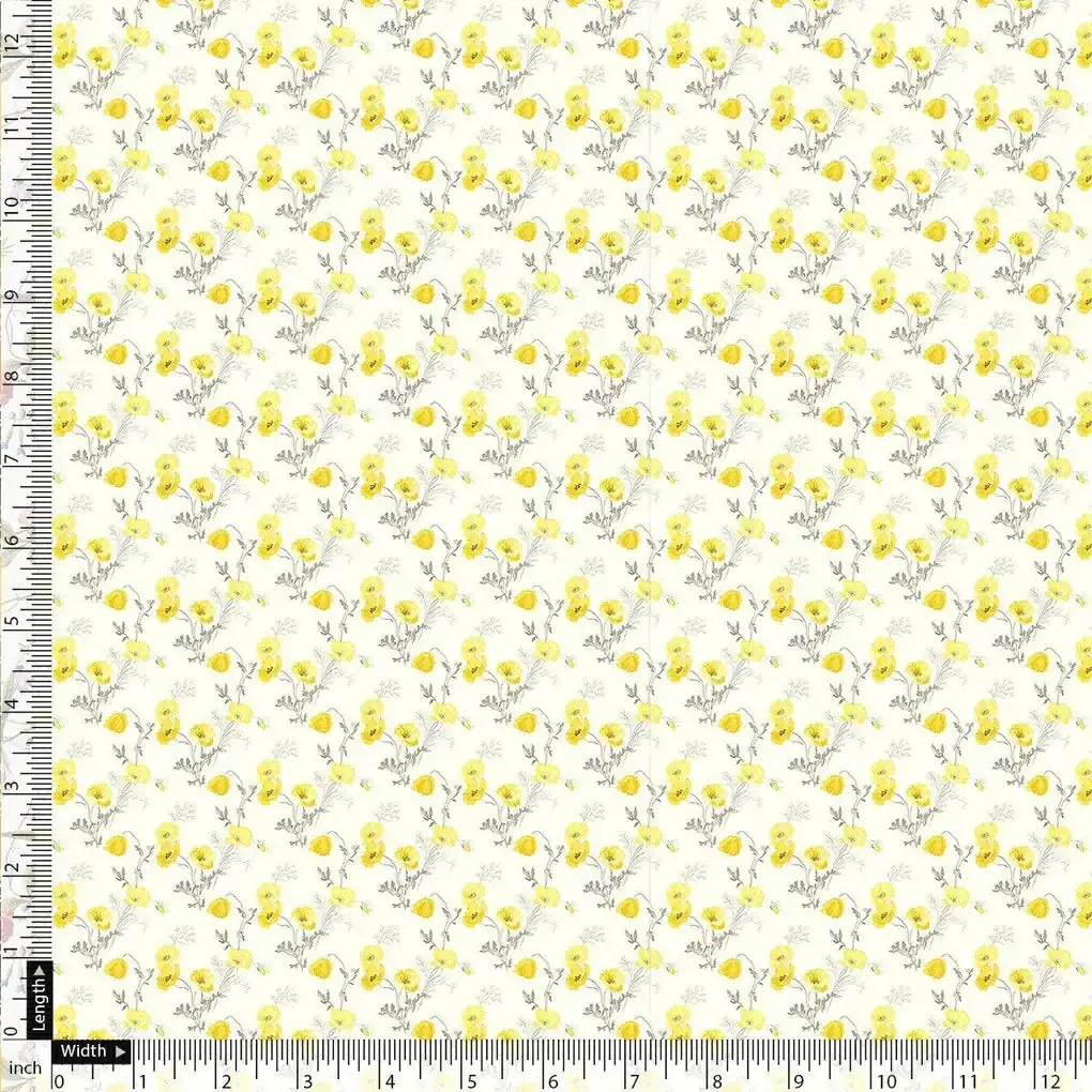 Decorative Tiny Chintz With Violet Flower Digital Printed Fabric - Silk Crepe - Image 4