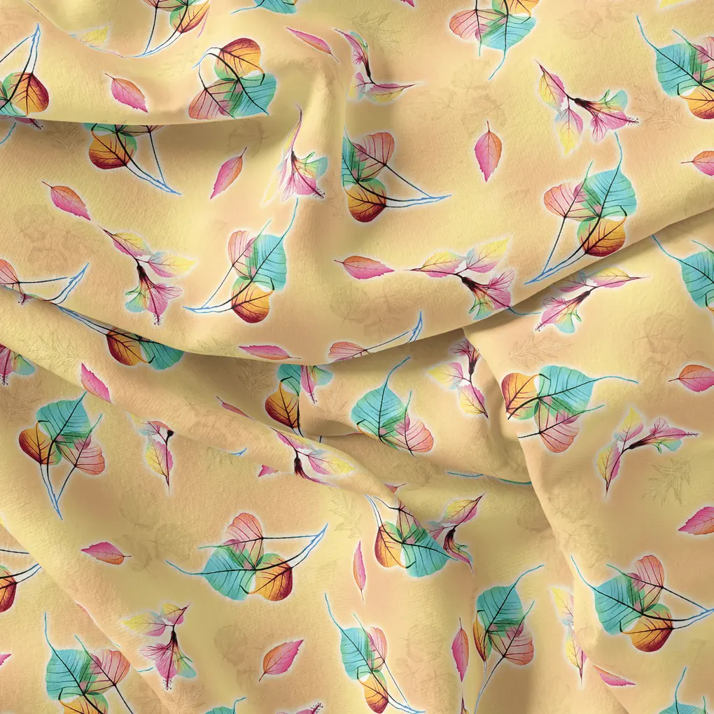 Decorative Various Color Leaves Of Rainbow Digital Printed Fabric - Image 4