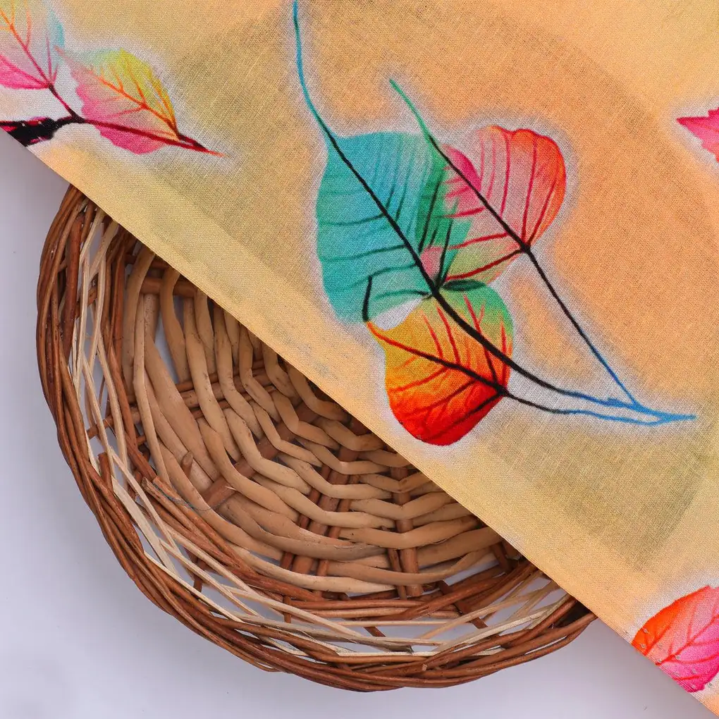 Decorative Various Color Leaves Of Rainbow Digital Printed Fabric - Pure Cotton - Image 2