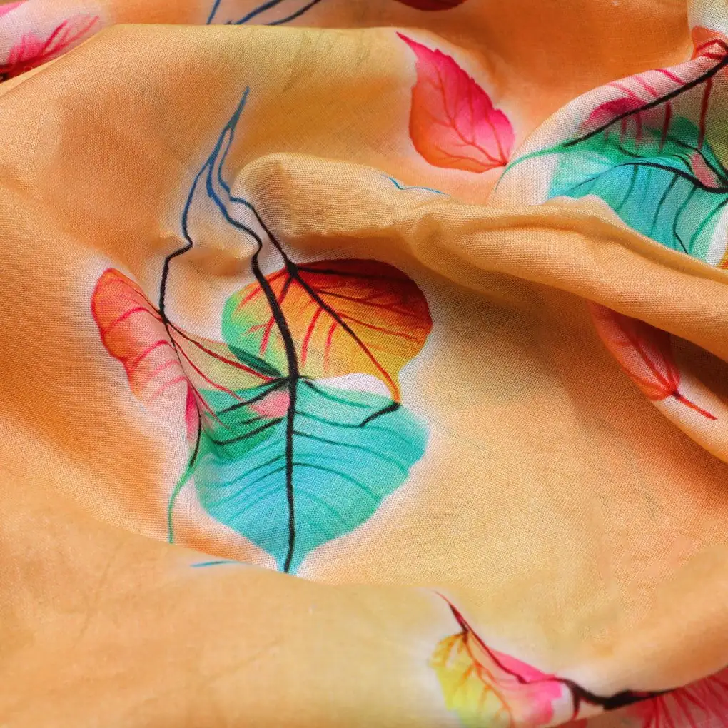 Decorative Various Color Leaves Of Rainbow Digital Printed Fabric - Pure Cotton - Image 3