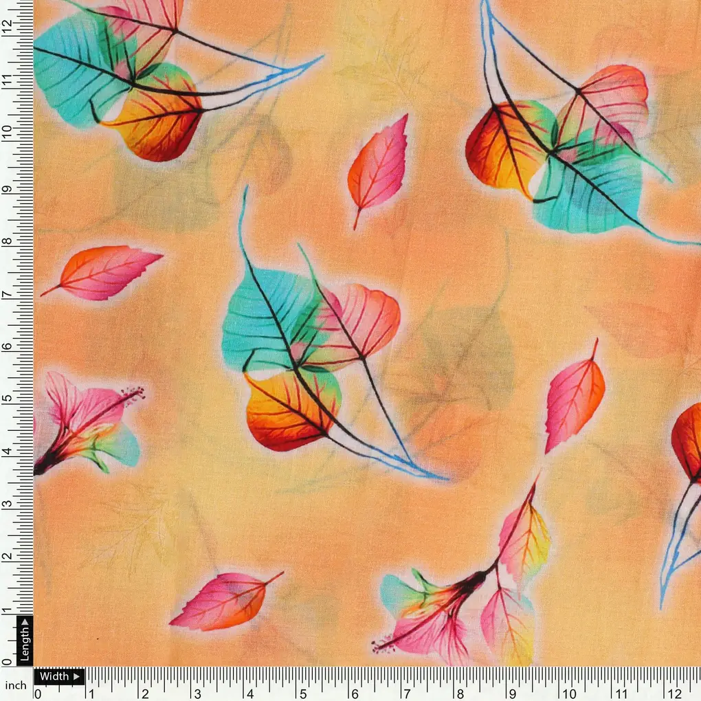 Decorative Various Color Leaves Of Rainbow Digital Printed Fabric - Pure Cotton - Image 4