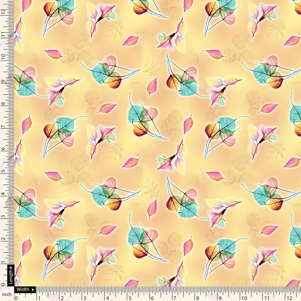 Decorative Various Color Leaves Of Rainbow Digital Printed Fabric - Weightless - Image 5