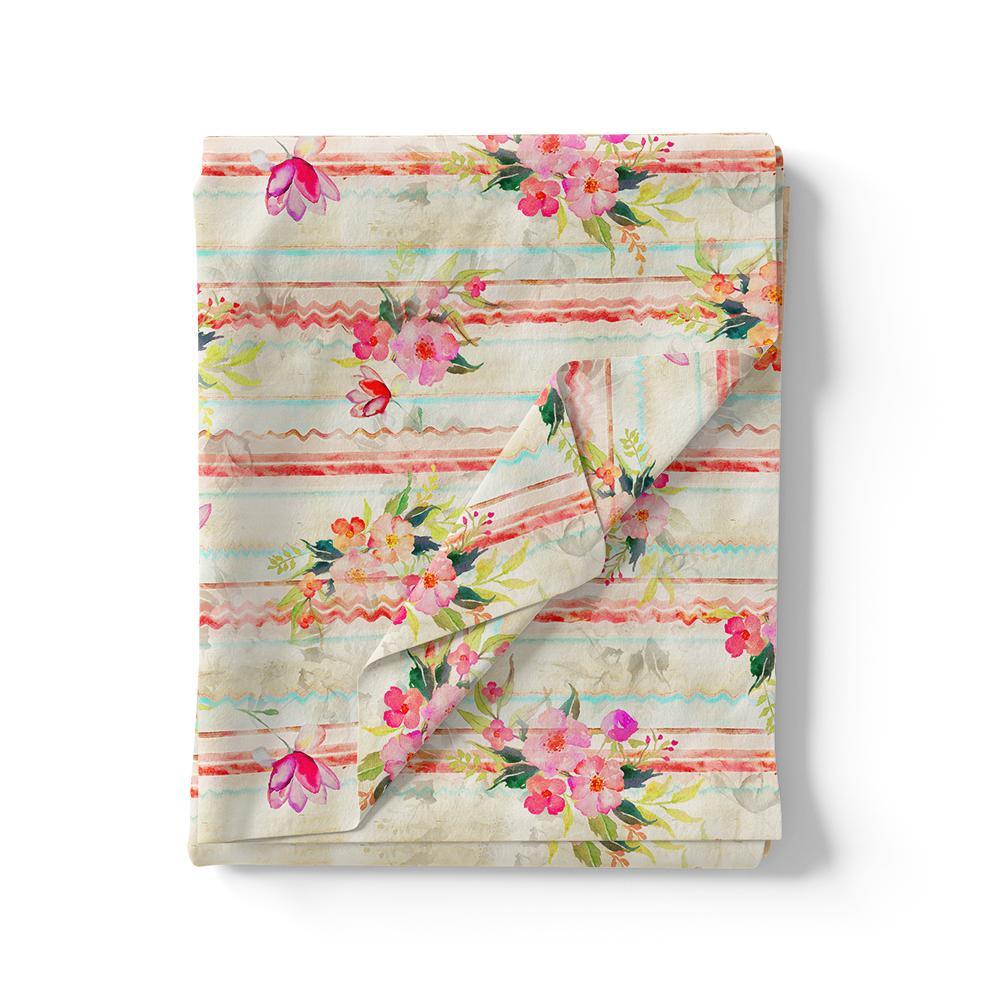 Decorative Watercolour Spring Floral Digital Printed Fabric - Japan Satin - Image 3