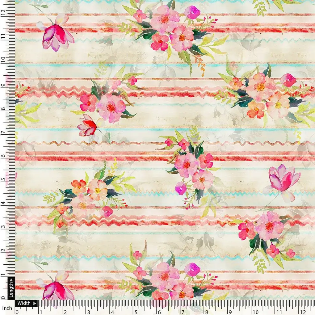 Decorative Watercolour Spring Floral Digital Printed Fabric - Cotton - Image 5
