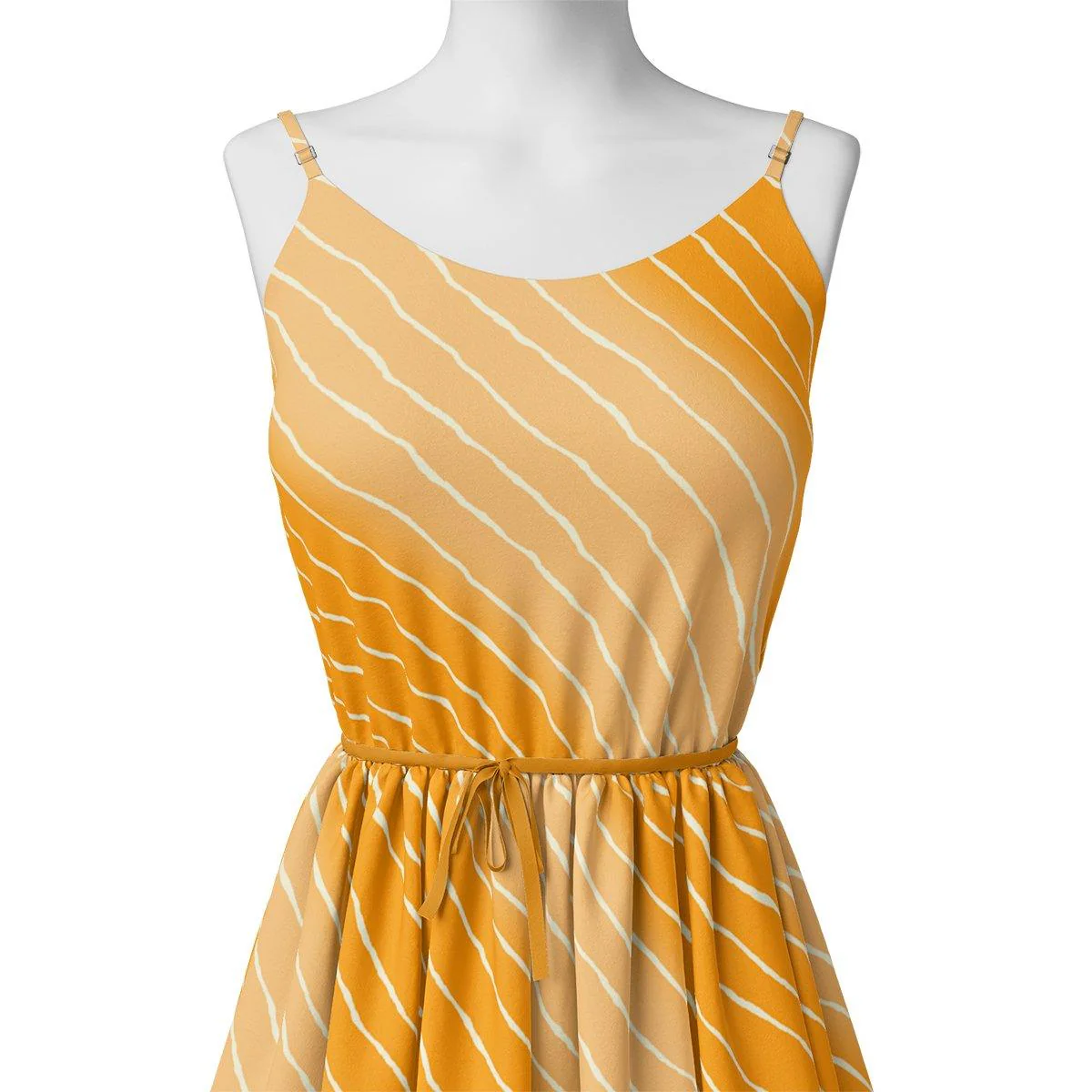 Decorative Yellow Gradient Strips Wave Digital Printed Fabric - Image 2
