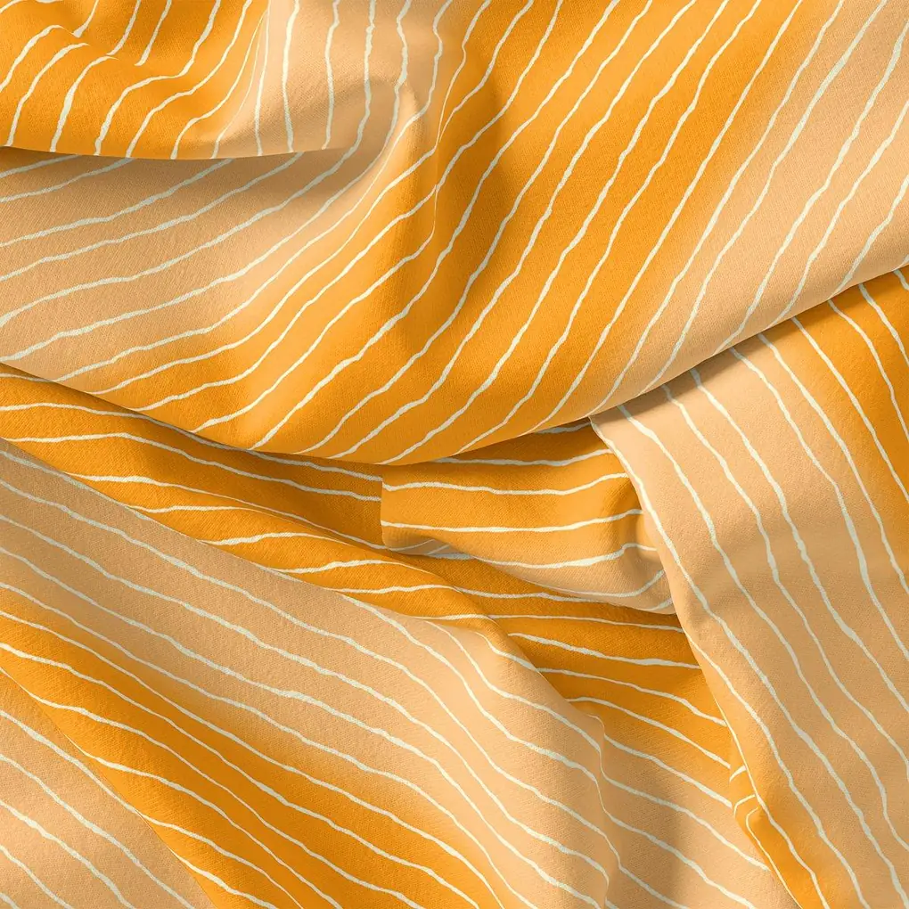Decorative Yellow Gradient Strips Wave Digital Printed Fabric - Image 3