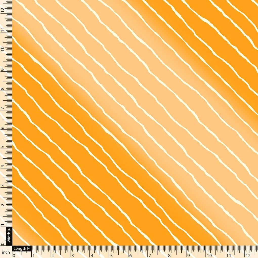 Decorative Yellow Gradient Strips Wave Digital Printed Fabric - Pure Chiffon - Image 4