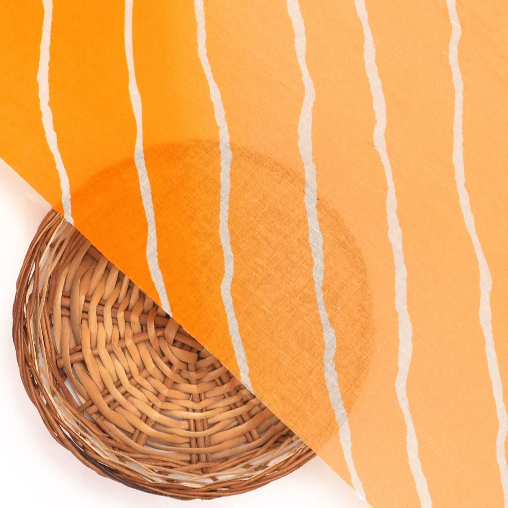 Decorative Yellow Gradient Strips Wave Digital Printed Fabric - Pure Cotton - Image 3