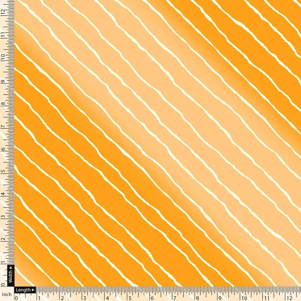 Decorative Yellow Gradient Strips Wave Digital Printed Fabric - Rayon - Image 4