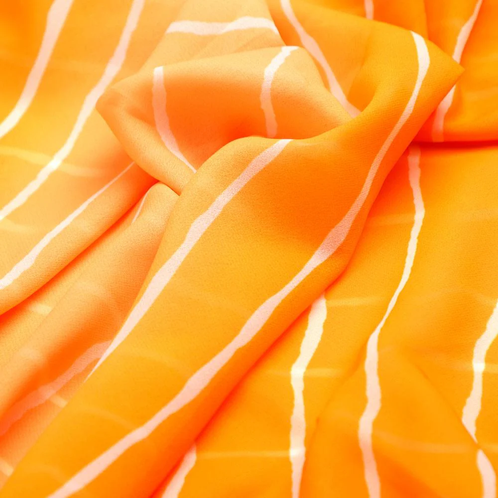 Decorative Yellow Gradient Strips Wave Digital Printed Fabric - Weightless - Image 3