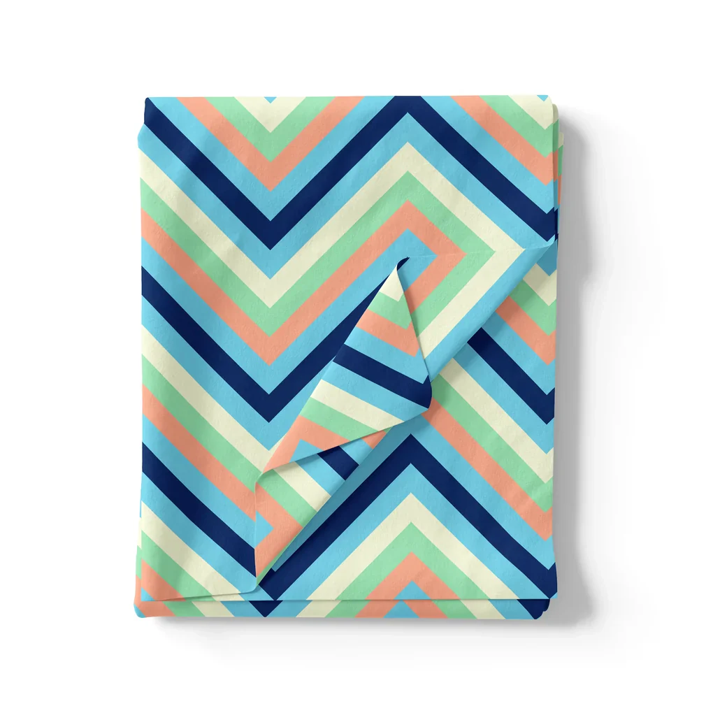 Decorative Zigzag Strips Digital Printed Fabric - Image 3