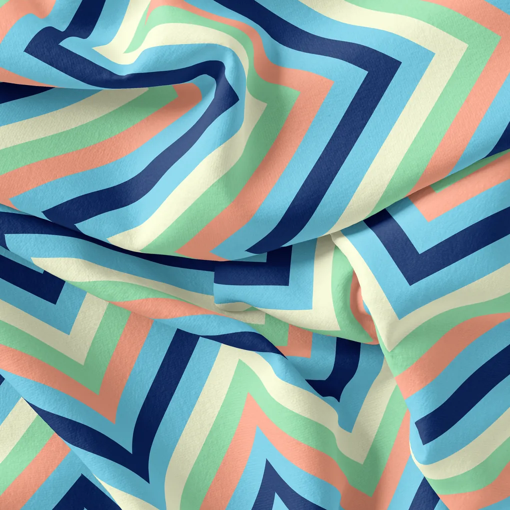 Decorative Zigzag Strips Digital Printed Fabric - Image 4