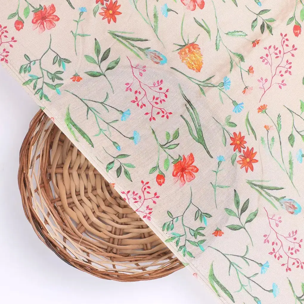 Green Leaves Pure Muslin Printed Fabric Material - Image 2