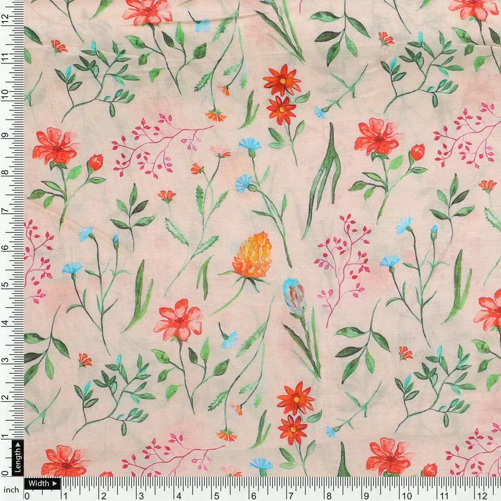 Green Leaves Pure Muslin Printed Fabric Material - Image 4