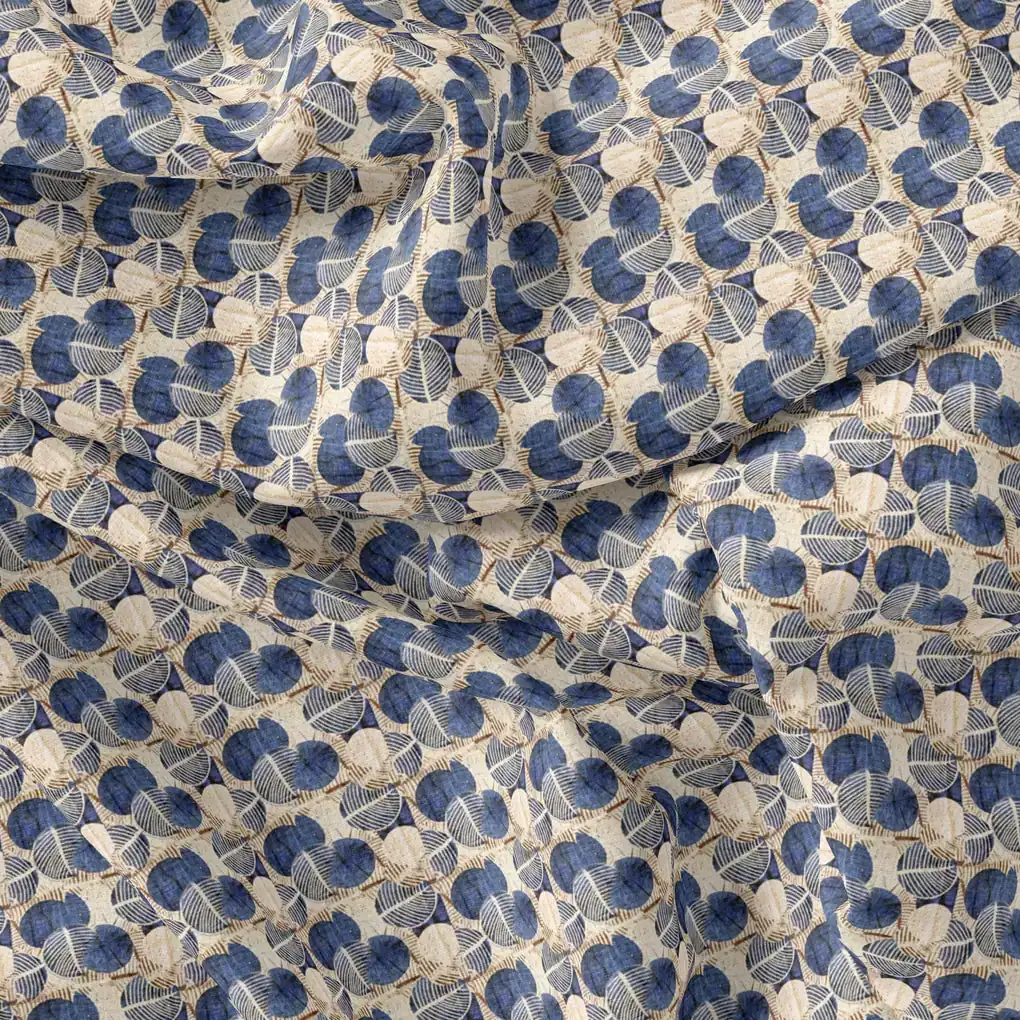 Digital Abstract Round leaves Digital Printed Fabric - Kora Silk - Image 3