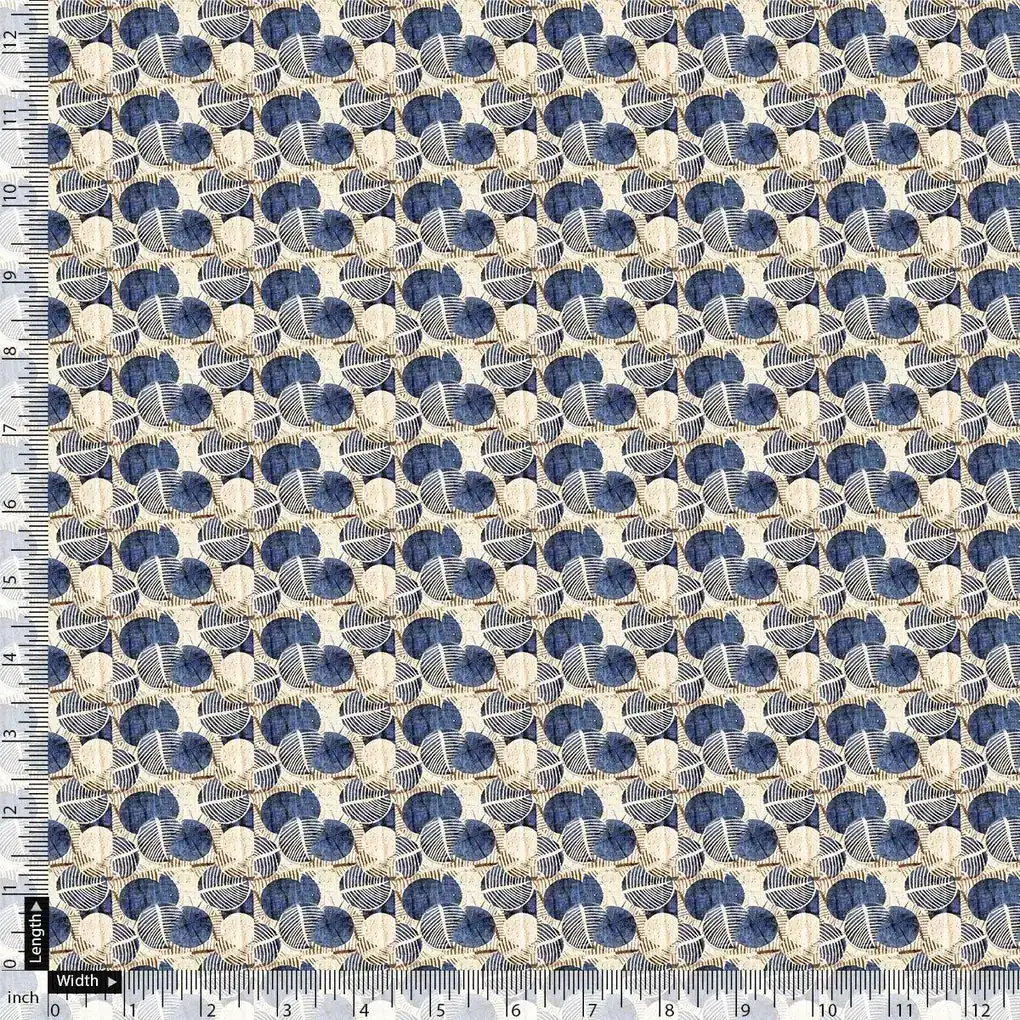 Digital Abstract Round leaves Digital Printed Fabric - Kora Silk - Image 4