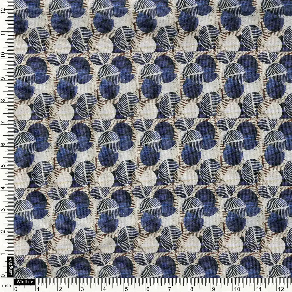 Digital Abstract Round leaves Digital Printed Fabric - Rayon - Image 4