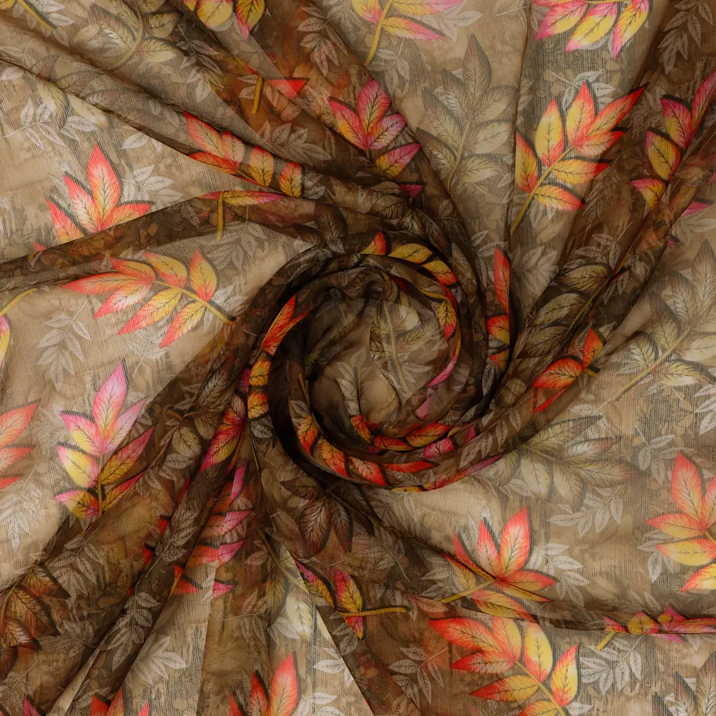 FAB VOGUE Studio Digital Printed Chiffon Fabric - Autumn Leaves - Image 3