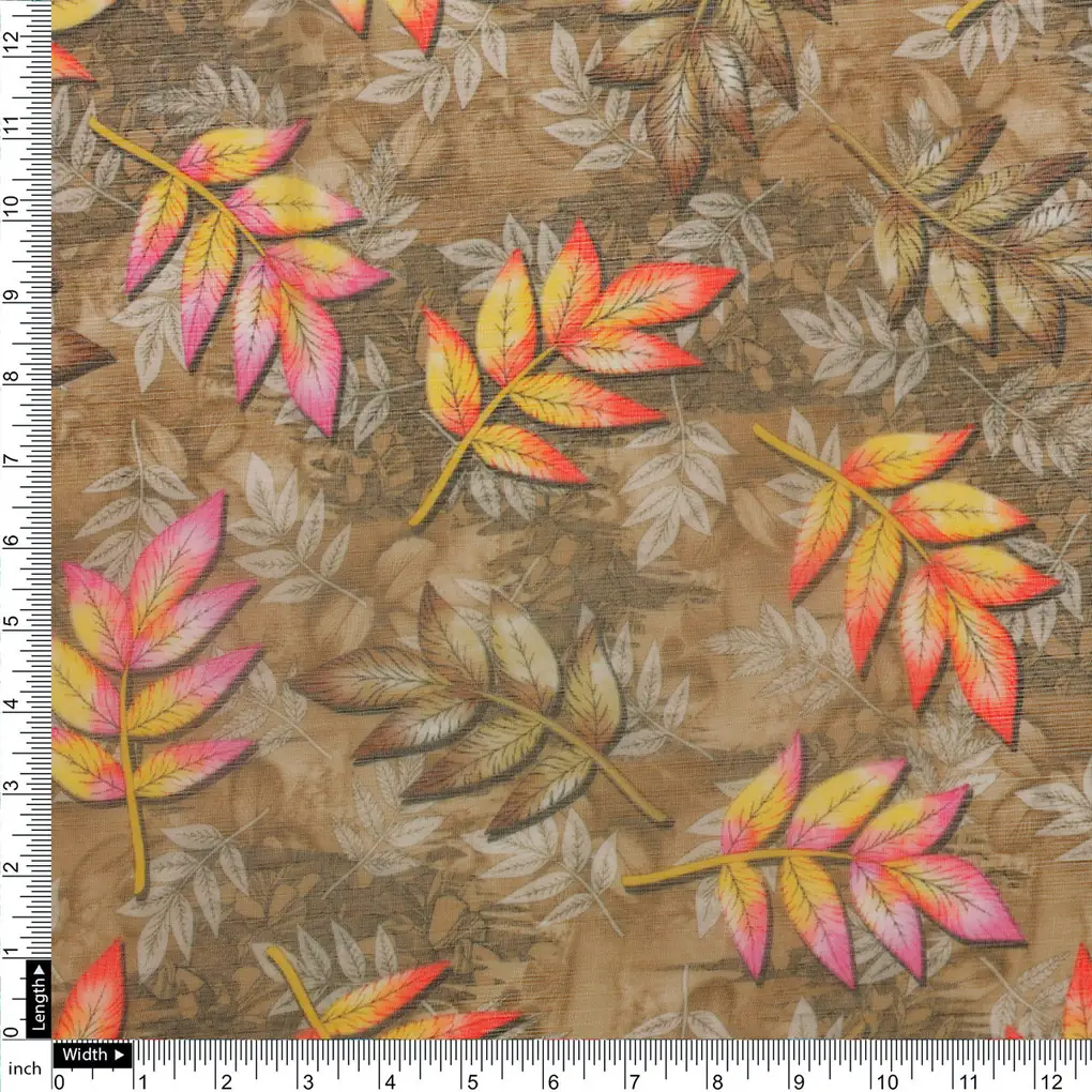 FAB VOGUE Studio Digital Printed Chiffon Fabric - Autumn Leaves - Image 4