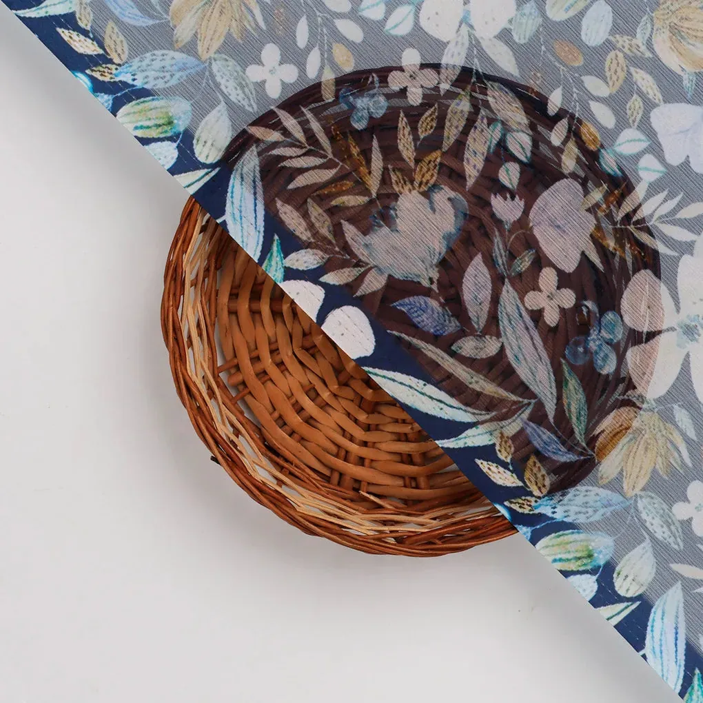 FAB VOGUE Studio Digital Printed Chiffon Fabric - Floral Blue - Image 2