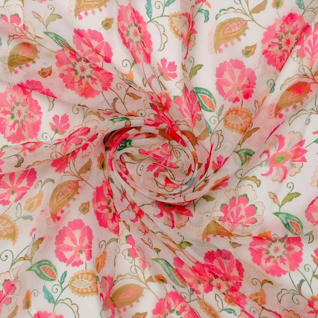 FAB VOGUE Studio Digital Printed Chiffon Fabric -  Floral Delight - Image 3