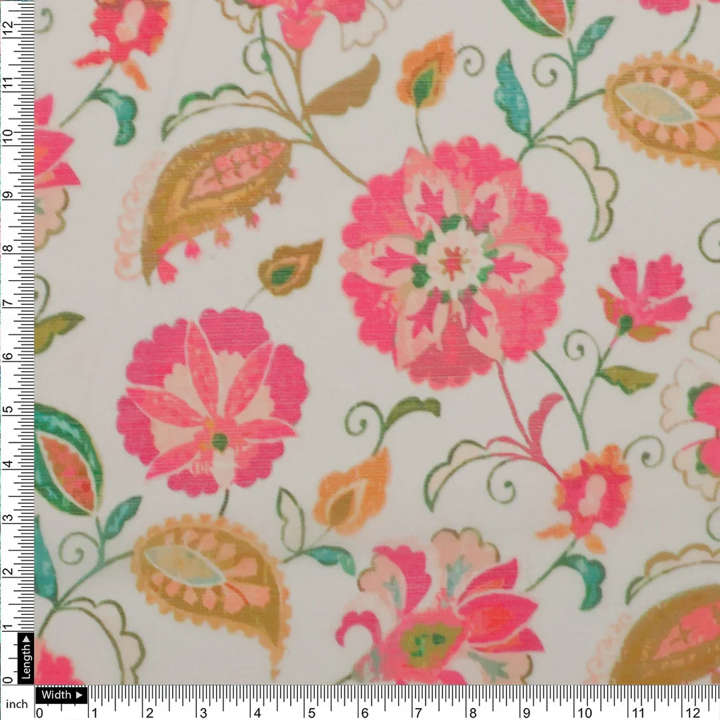FAB VOGUE Studio Digital Printed Chiffon Fabric -  Floral Delight - Image 4