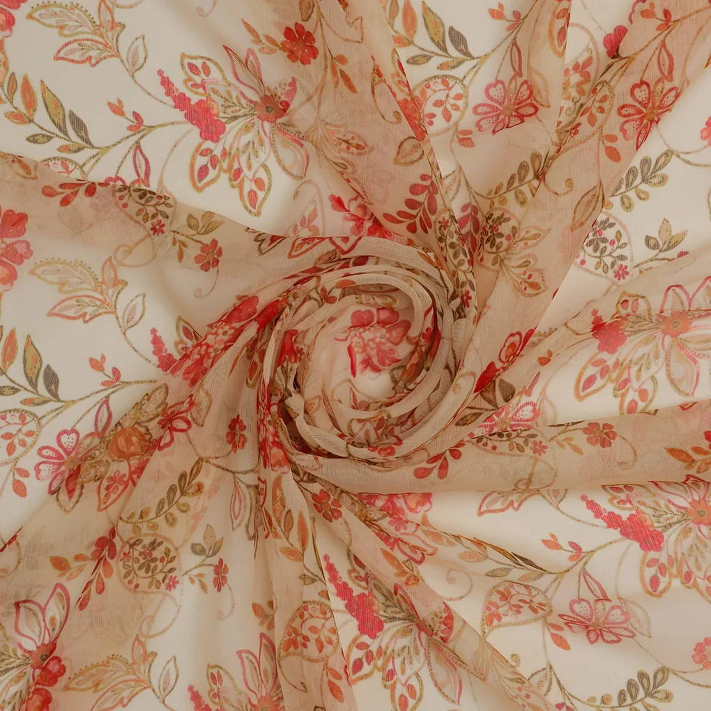 FAB VOGUE Studio Digital Printed Chiffon Fabric - Floral Print - Image 2