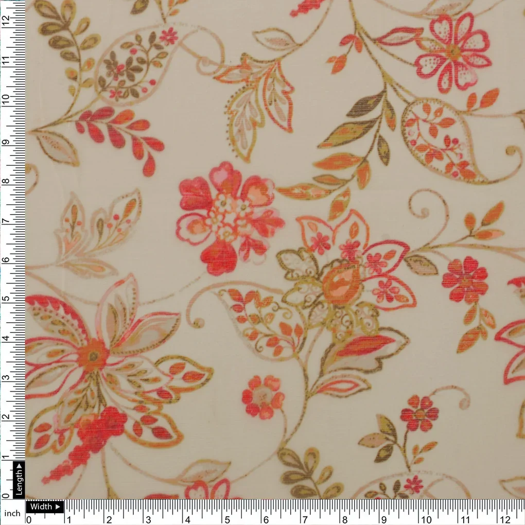 FAB VOGUE Studio Digital Printed Chiffon Fabric - Floral Print - Image 4