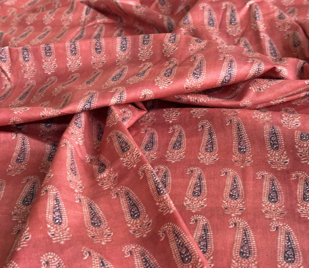 Red Paisley Digital Printed Fabric - Pure Cotton - Image 3