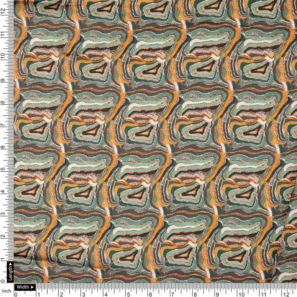 FAB VOGUE Studio Digital Printed Japan Satin Fabric - Green Marble - Image 4