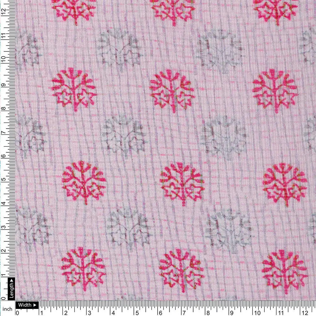 FAB VOGUE Studio Digital Printed Kota Doria Fabric - Pink Floral - Image 4