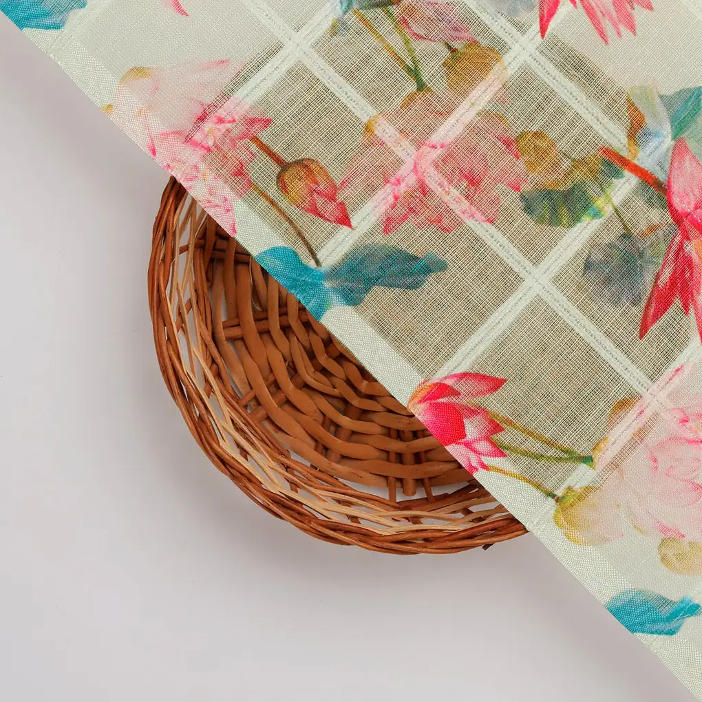 FAB VOGUE Studio Digital Printed Linen Fabric - Floral Green - Image 2