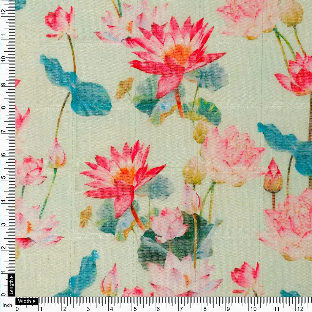 FAB VOGUE Studio Digital Printed Linen Fabric - Floral Green - Image 4