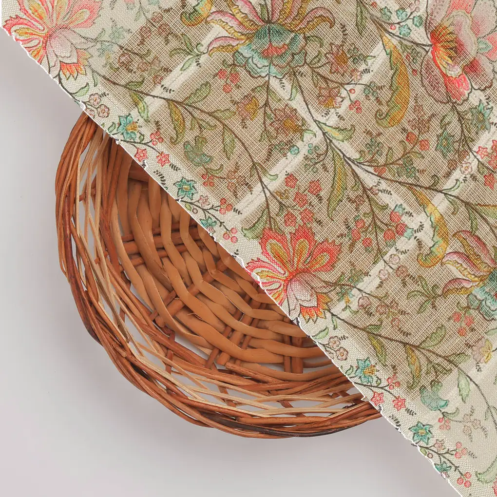 FAB VOGUE Studio Digital Printed Linen Fabric - Floral Pattern - Image 2