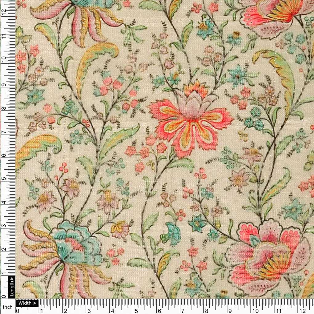 FAB VOGUE Studio Digital Printed Linen Fabric - Floral Pattern - Image 4