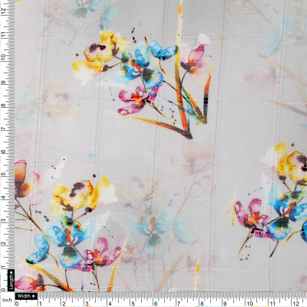FAB VOGUE Studio Digital Printed Linen Fabric - Watercolor Floral on White - Image 4